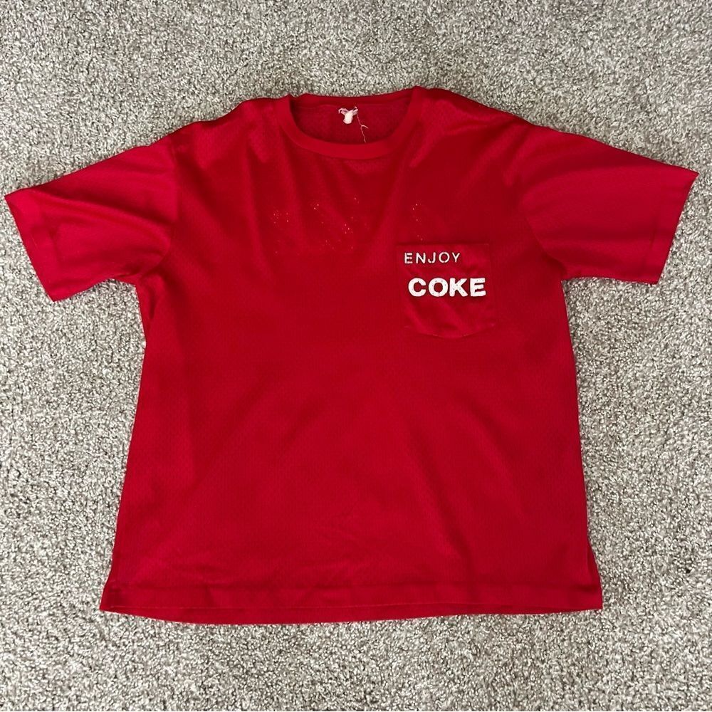 Vintage 80s Enjoy Coke Mesh Pocket Tee Women's L